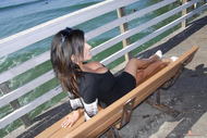 Denise on wooden pier - 16