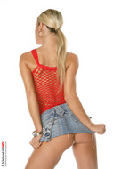 Blonde in red fishnet - 4