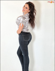 Naudia In Tight Jeans And Silvery Top  - 5
