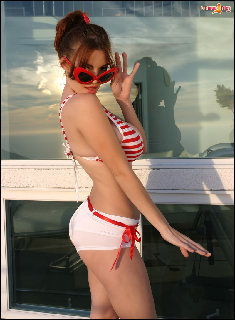 Danielle Riley In Striped Bikini - 3